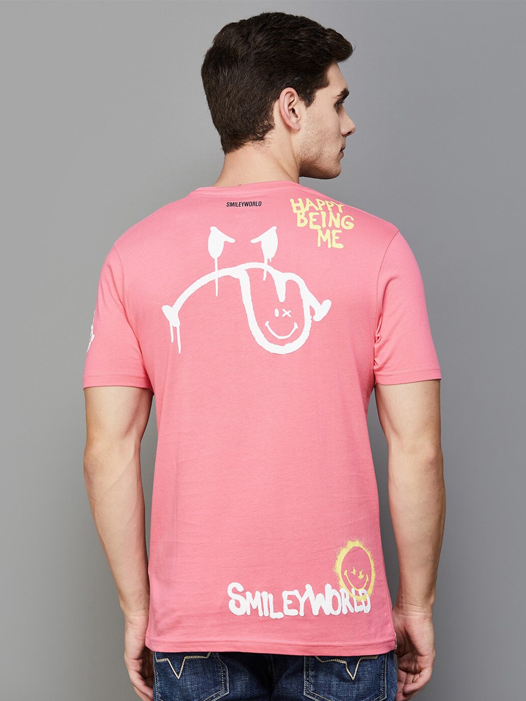 

SmileyWorld Typography Printed Cotton T-shirt, Pink