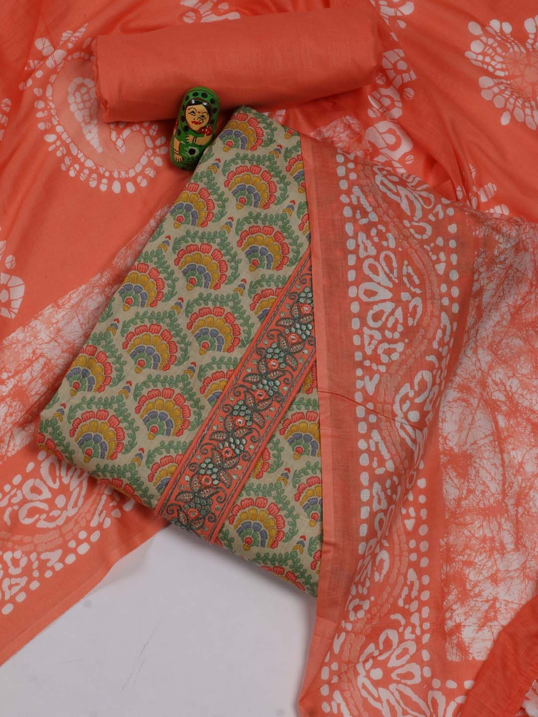 

Meena Bazaar Ethnic Motifs Printed Unstitched Dress Material, Beige
