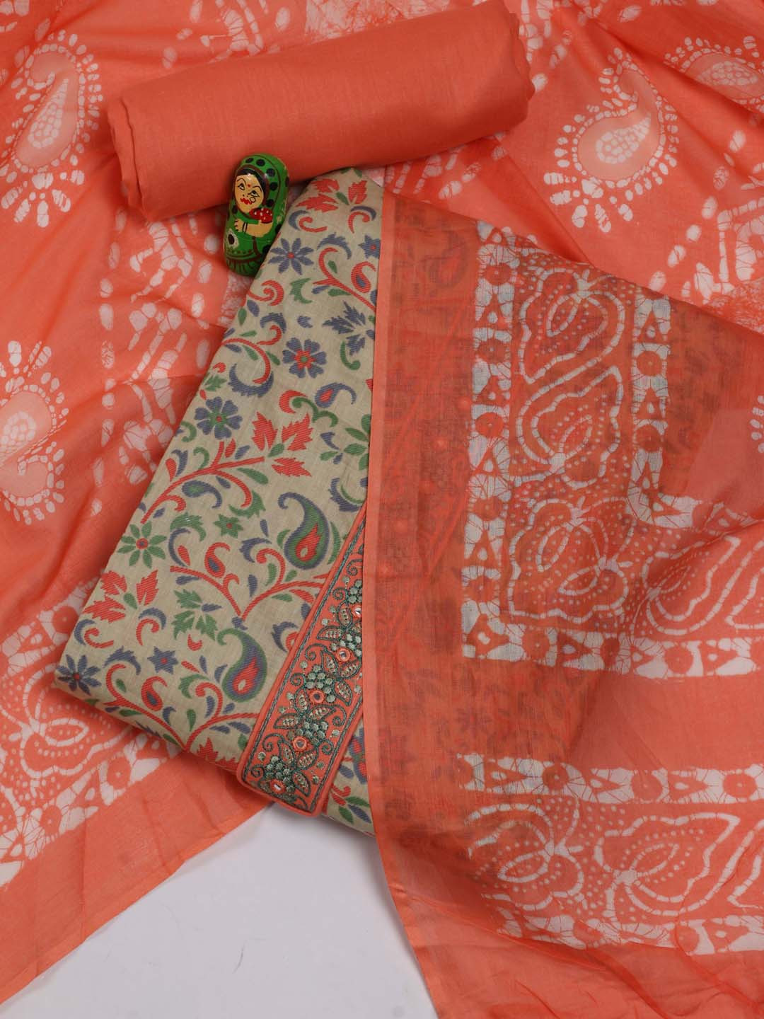 

Meena Bazaar Ethnic Motifs Printed Unstitched Dress Material, Beige
