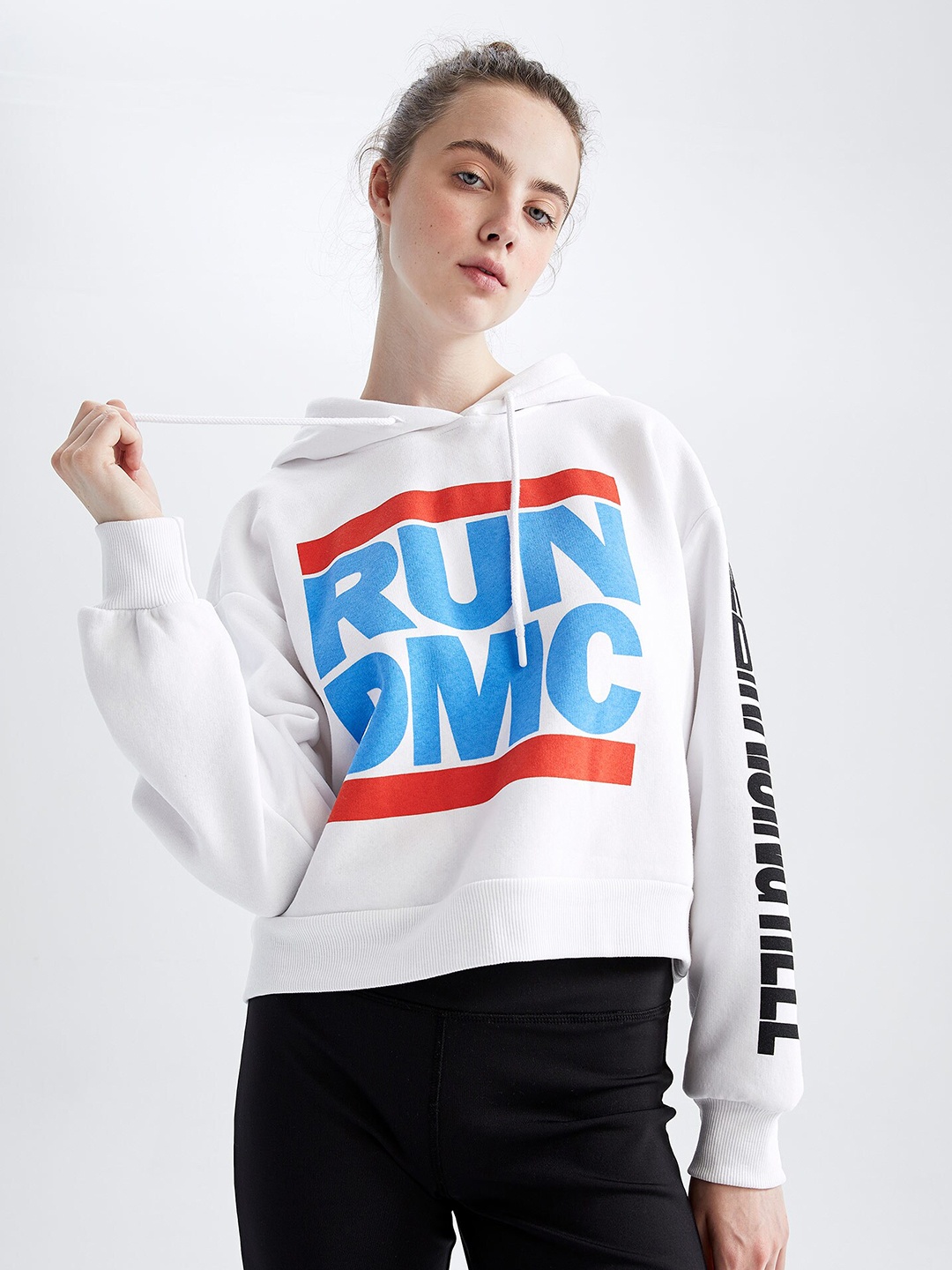 

DeFacto Printed Hooded Sweater, White