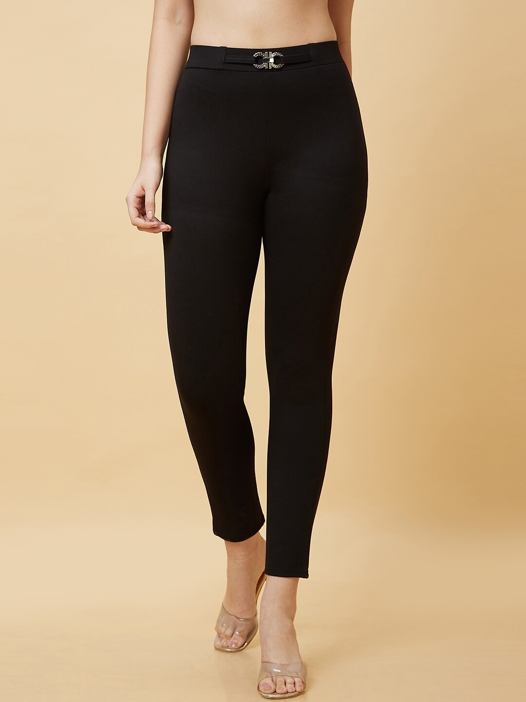 

Globus Mid Rise Stretchable Treggings, Black