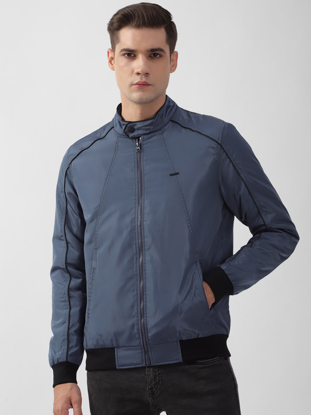 

PETER ENGLAND UNIVERSITY Stand Collar Bomber Jacket, Blue