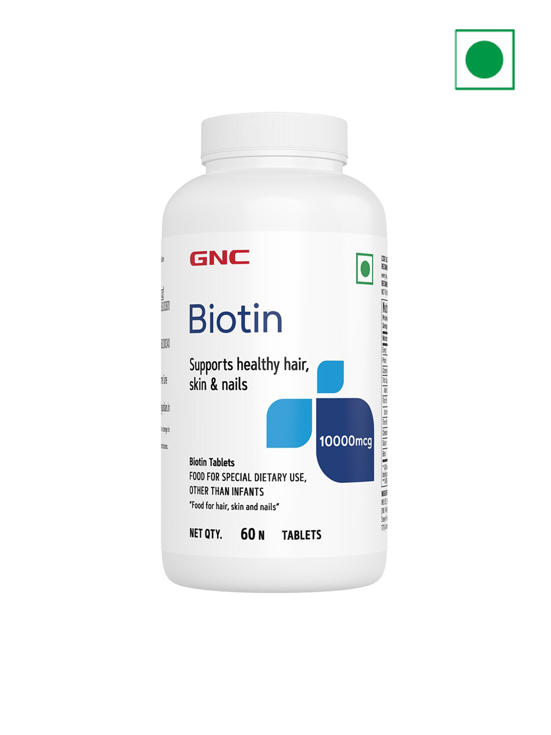 

GNC Biotin 10000mcg Tablets For Healthy Skin Hair & Nails - 60 Tablets, White
