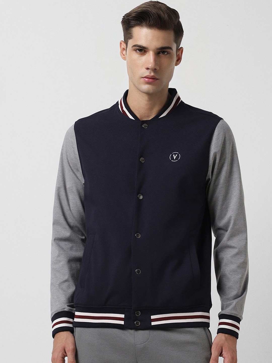 

Van Heusen Flex Stand Collar Sporty Jacket, Navy blue