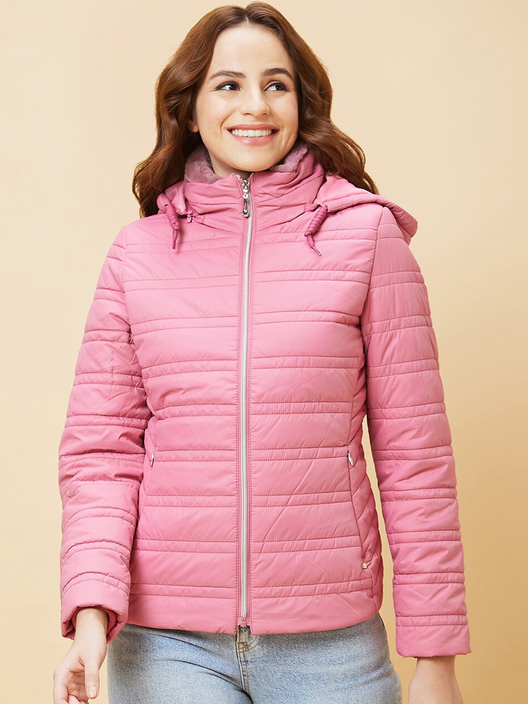 

Globus Striped Hooded Padded Jacket, Pink