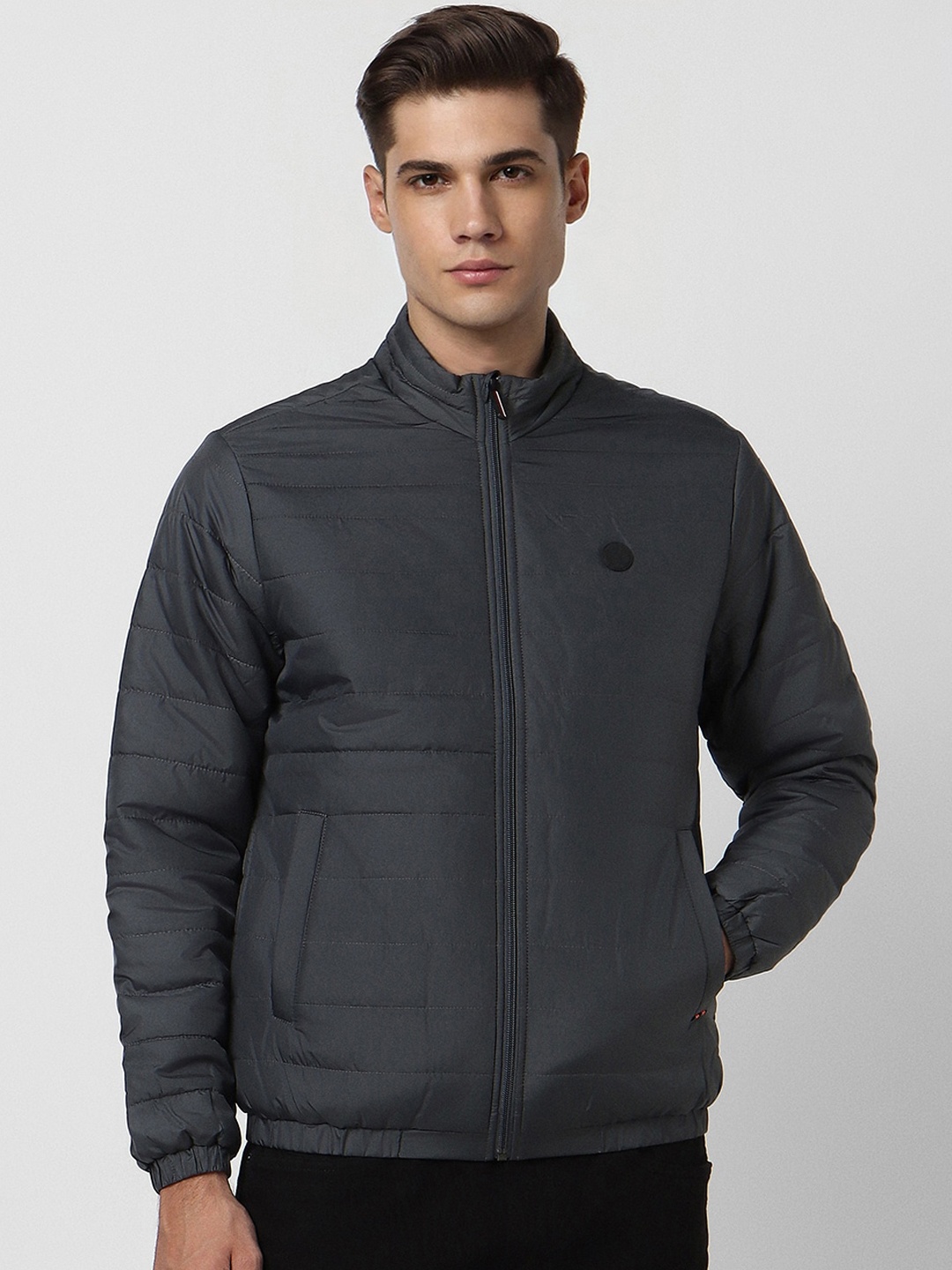 Van Heusen Sport Mock Collar Pure Cotton Puffer Jacket, Grey