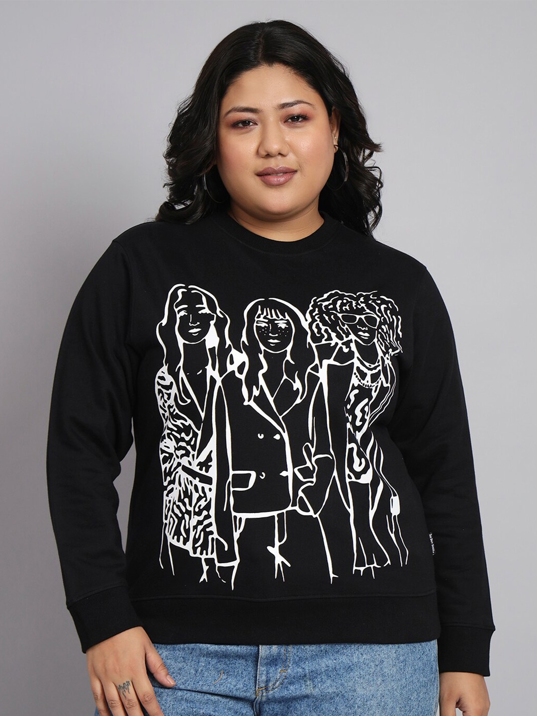 

BEYOUND SIZE - THE DRY STATE Plus Size Graphic Printed Fleece Sweatshirt, Black