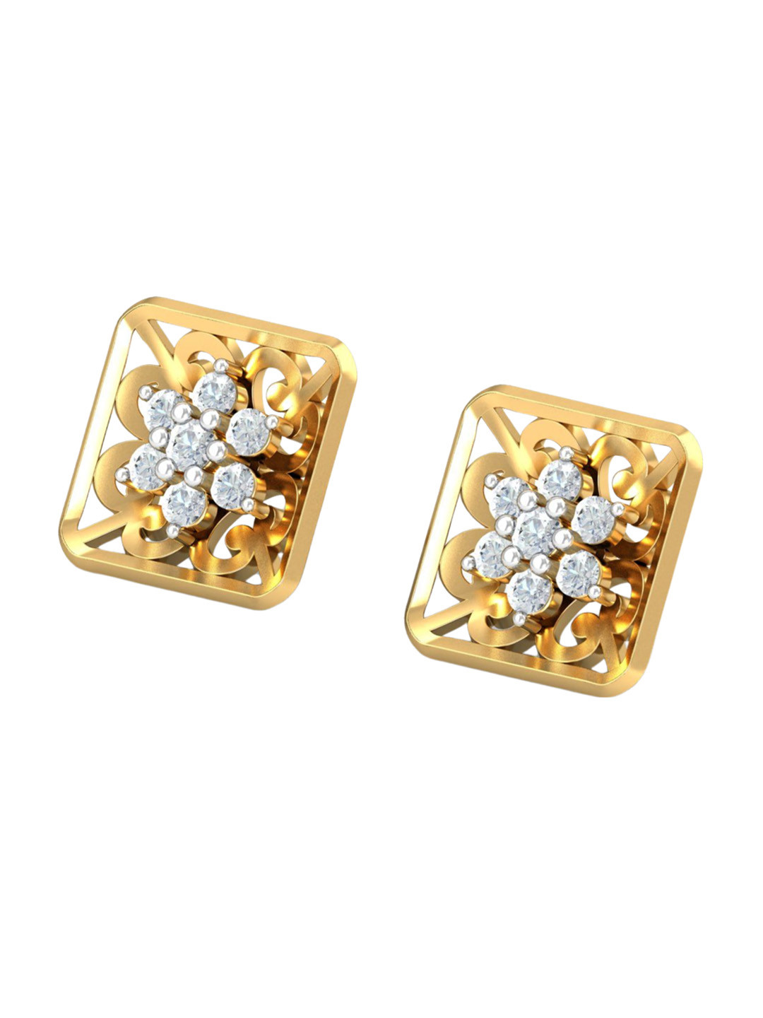 

KUBERBOX 18KT Aaratrika Jacket Diamond Studded Stud Earrings-3.39gm, Gold