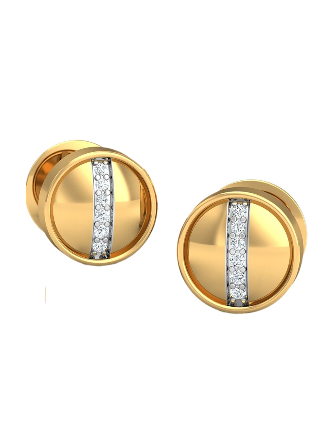 

KUBERBOX Women 18KT Bahiga Button Diamond Studded Stud Earrings-3.04gm, Gold