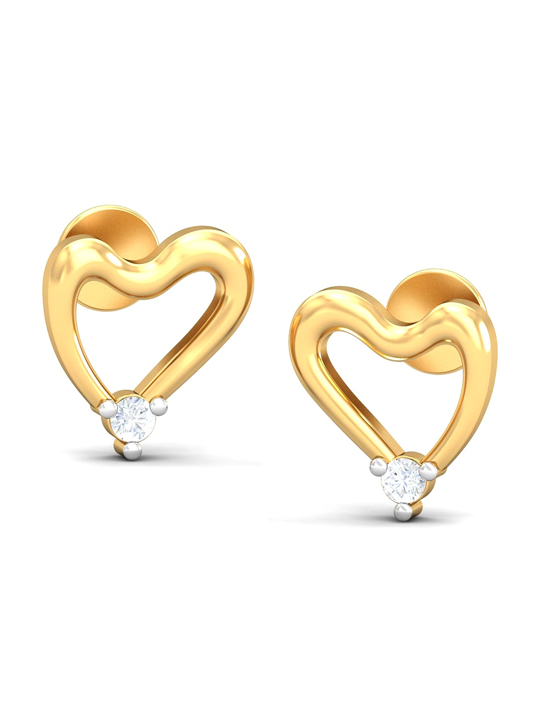 

KUBERBOX 18KT Cheerful Heart Diamond Studded Stud Earrings-1.62 gm, Gold