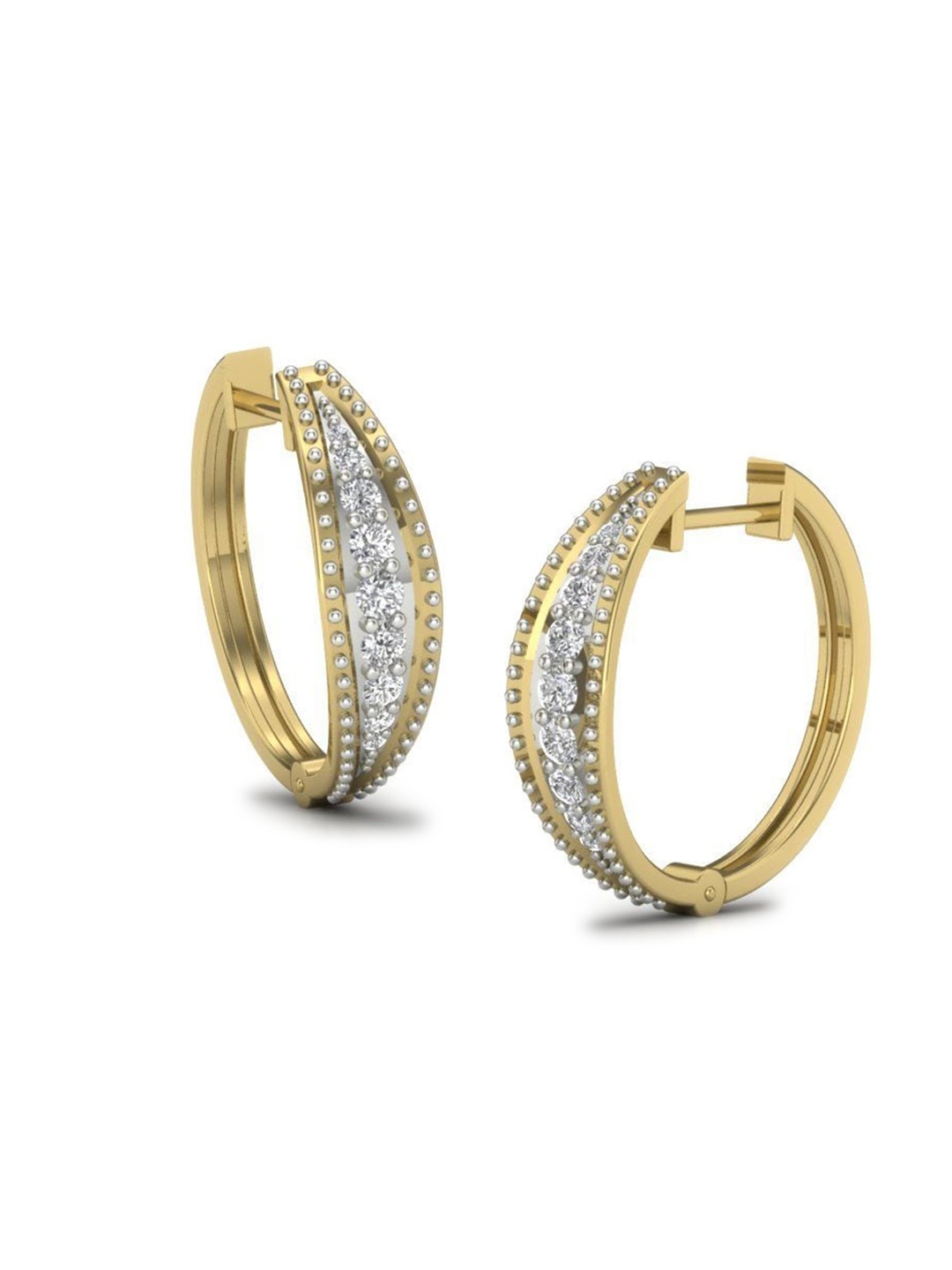 

KUBERBOX 18KT Alexandera Diamond Studded Hoop Earrings-3.83gm, Gold