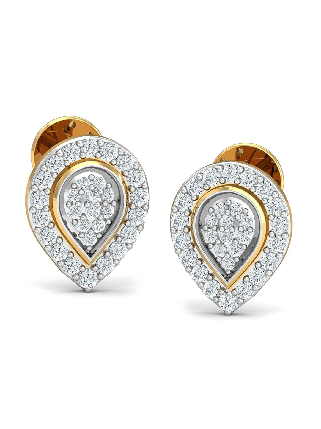 

KUBERBOX Sepal 18KT Gold Diamond Stud Earring-2.02gm