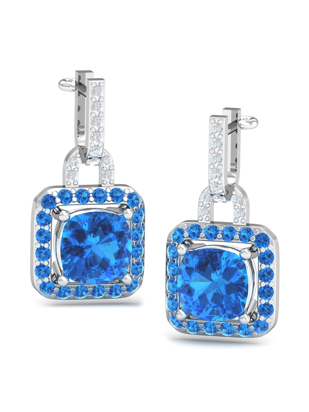 

KUBERBOX Women18KT White Gold Faten Topaz-Studded Hoop Earrings-3.18 gm