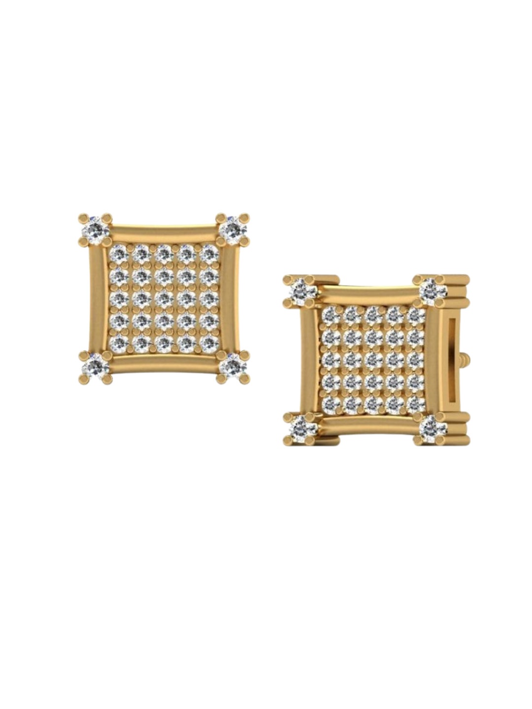 

KUBERBOX 18KT Esquer Diamond Studded Stud Earrings-3.42 gm, Gold