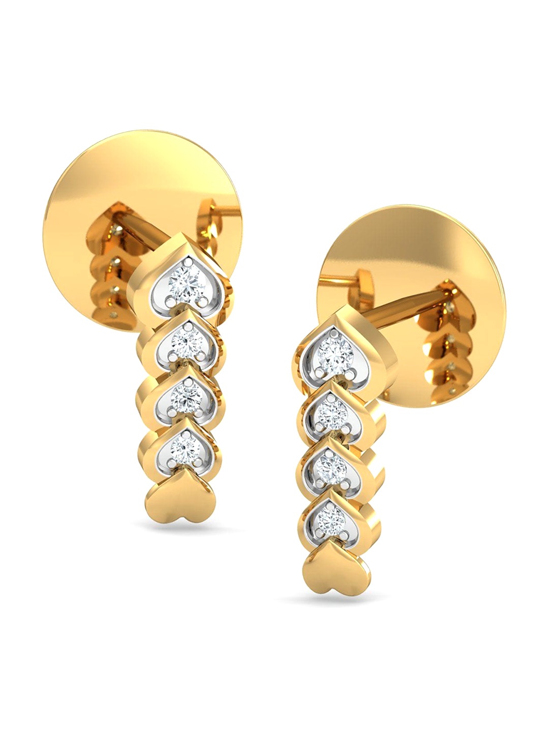 

KUBERBOX 18KT Basira Heart Diamond Studded Stud Earrings-1.58gm, Gold