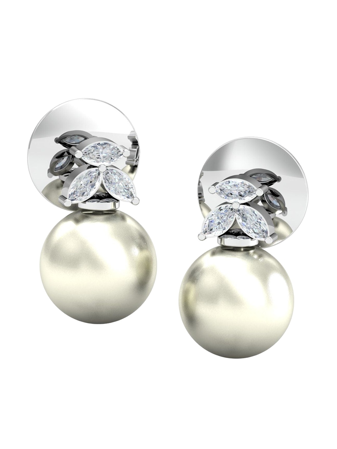 

KUBERBOX FAIZA 18KT Pearl Studded Diamond Earrings-1.62gm, Silver