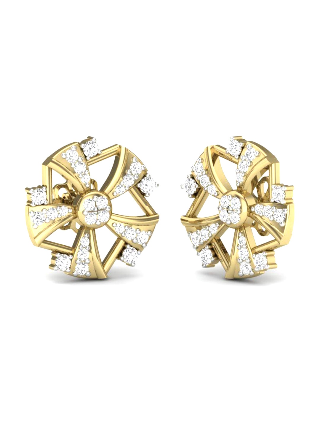 

KUBERBOX Fan'em Up 18KT Gold Diamond Stud Earrings-2.44gm