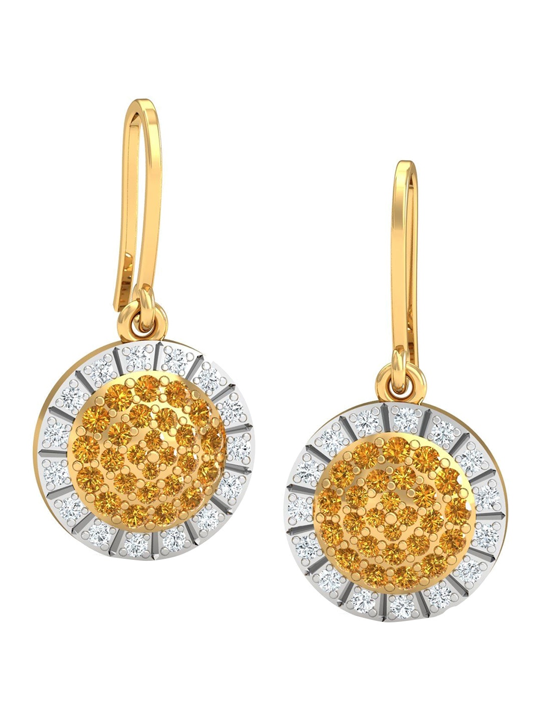 

KUBERBOX Galila 18KT Gold Diamond Studded Topaz Earrings-3.72gm