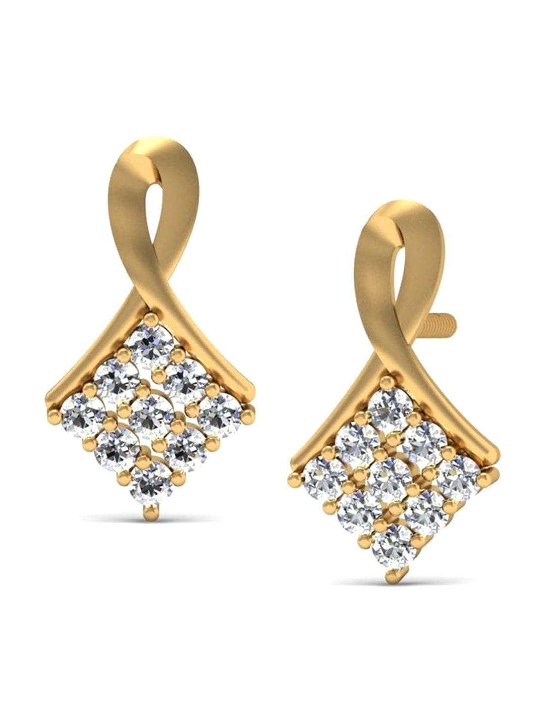 

KUBERBOX 18KT Divine Diamond Studded Stud Earrings-2.96 gm, Gold