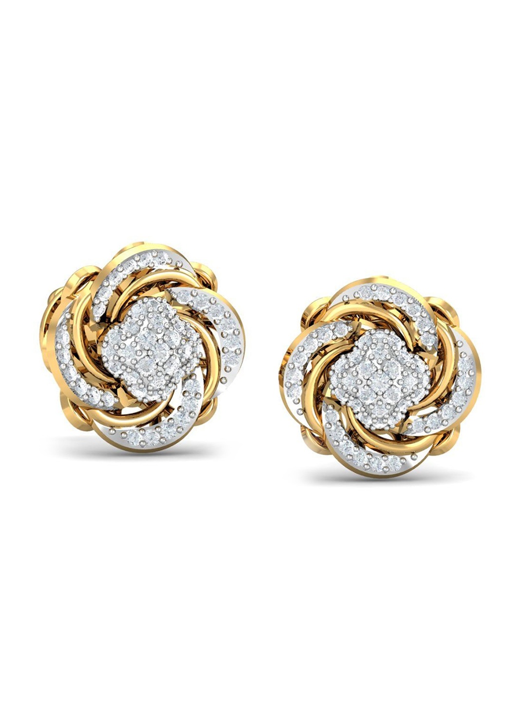 

KUBERBOX 18KT Hasini Jacket Diamond Studded Stud Earrings-3.4gm, Gold