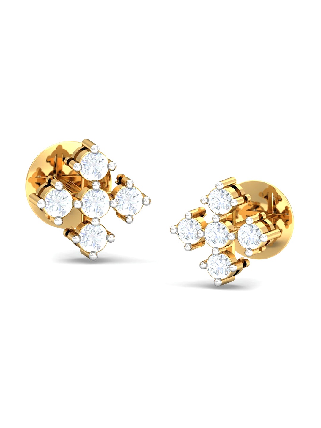 

KUBERBOX 18KT Afia Galaxy Diamond Studded Stud Earrings-3.24gm, Gold