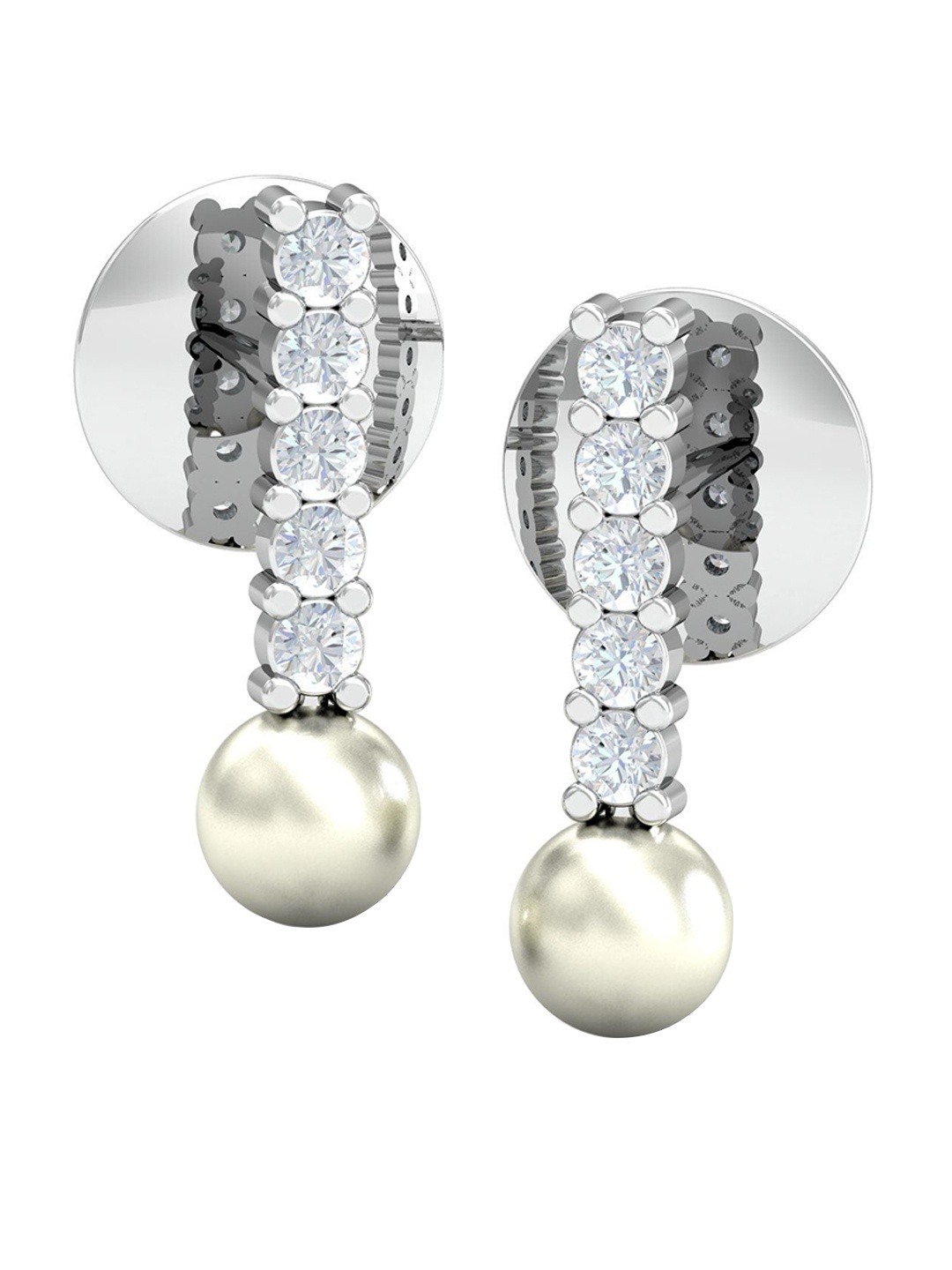 

KUBERBOX 18KT White Gold Akilah Diamond-Studded Drop Earrings-1.78 gm