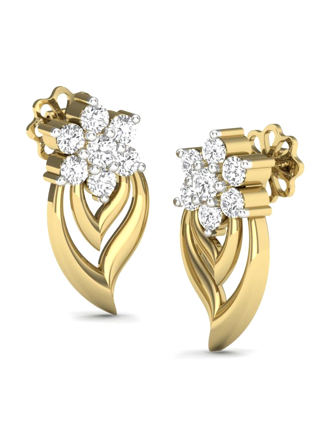 

KUBERBOX 18KT Gold Diamond Studded Keri Studs Earrings-2 gm