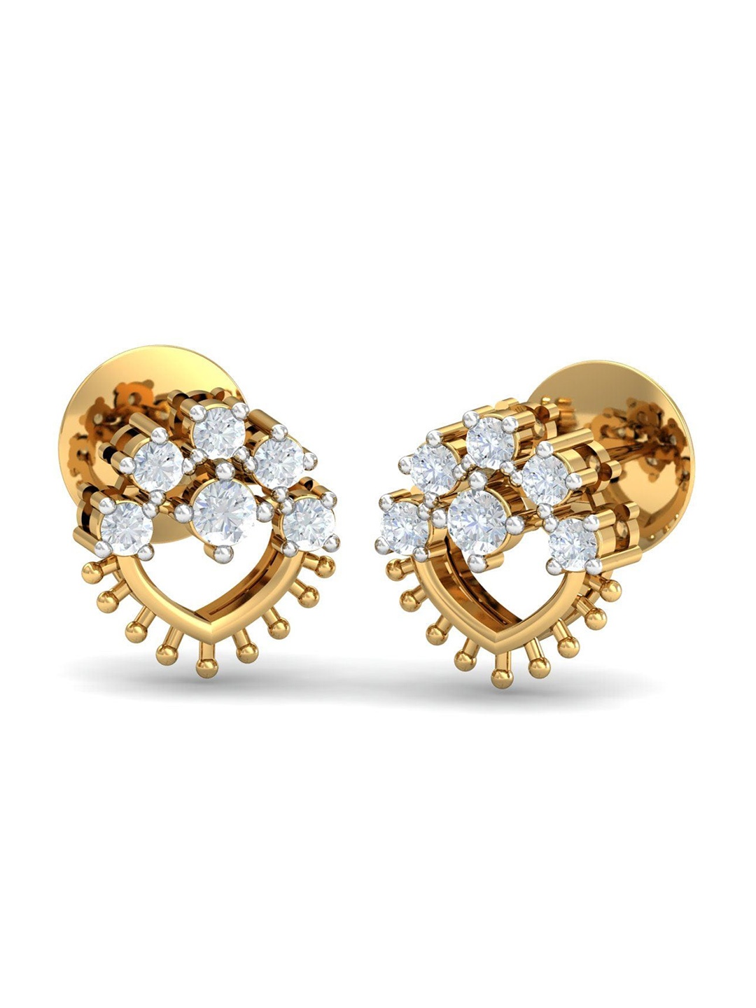 

KUBERBOX 18KT Diamond Studded Stud Earrings-3.76 gm, Gold