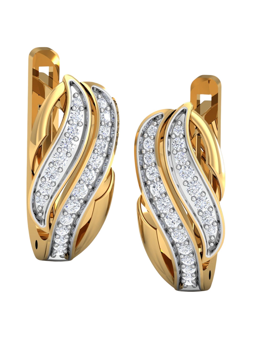 

KUBERBOX 18KT Meander Diamond Studded Hoop Earrings-3.9 gm, Gold