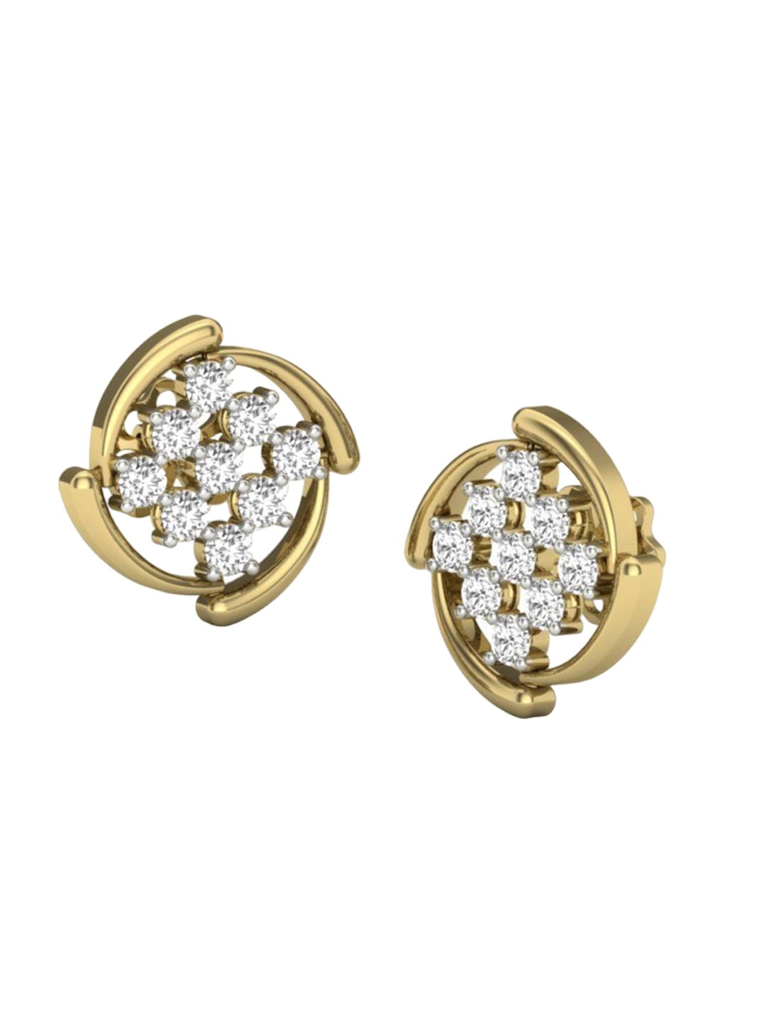 

KUBERBOX Dots 18KT Gold Diamond Stud Earrings-1.79gm
