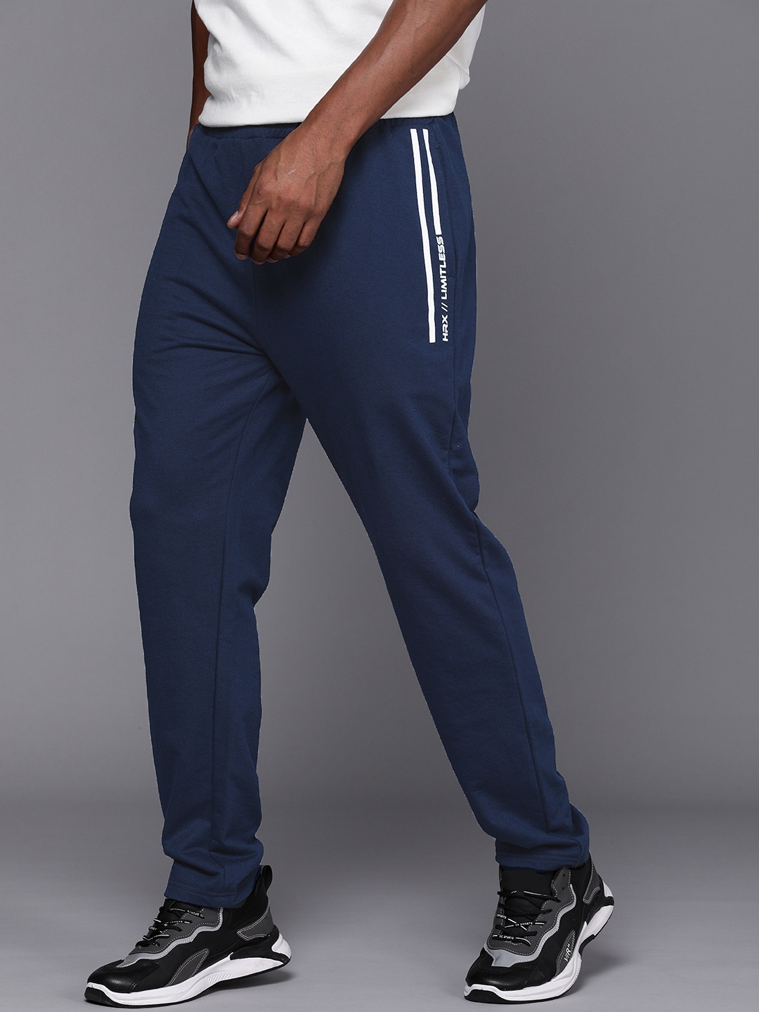 

HRX By Hrithik Roshan Men Striped Trackpants, Navy blue