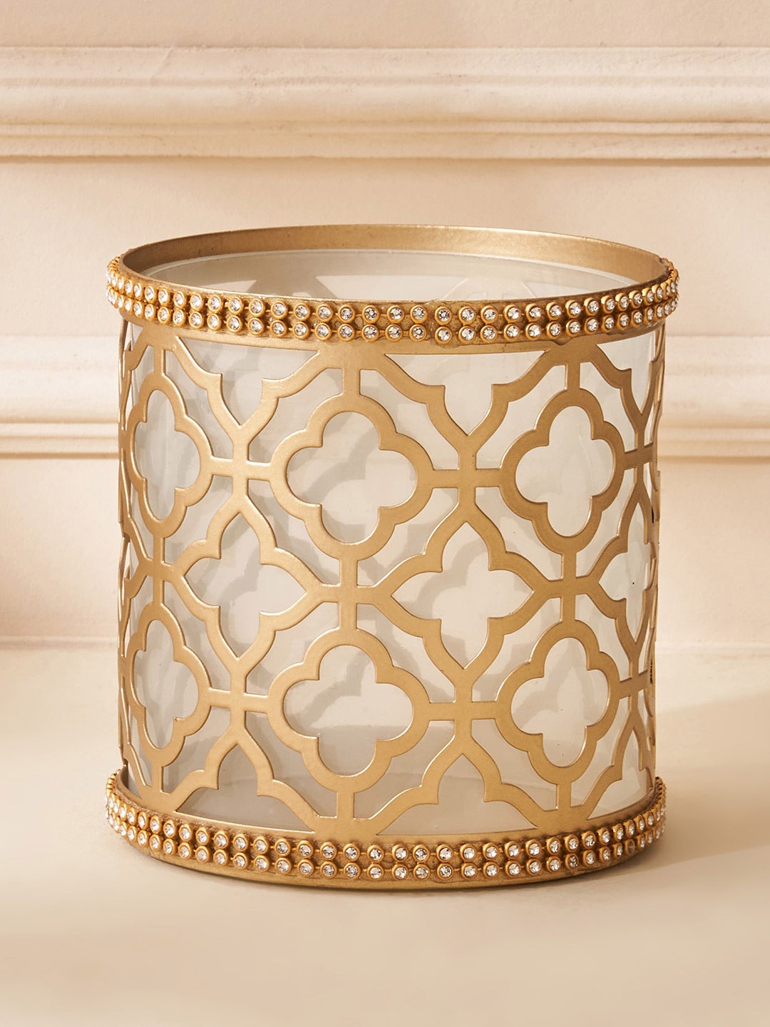 

Home Centre White Textured Votive Holders, Gold