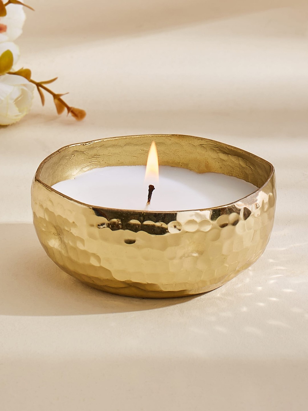 

Home Centre Austin Ocean Scented Hammered Metal Candle, Gold