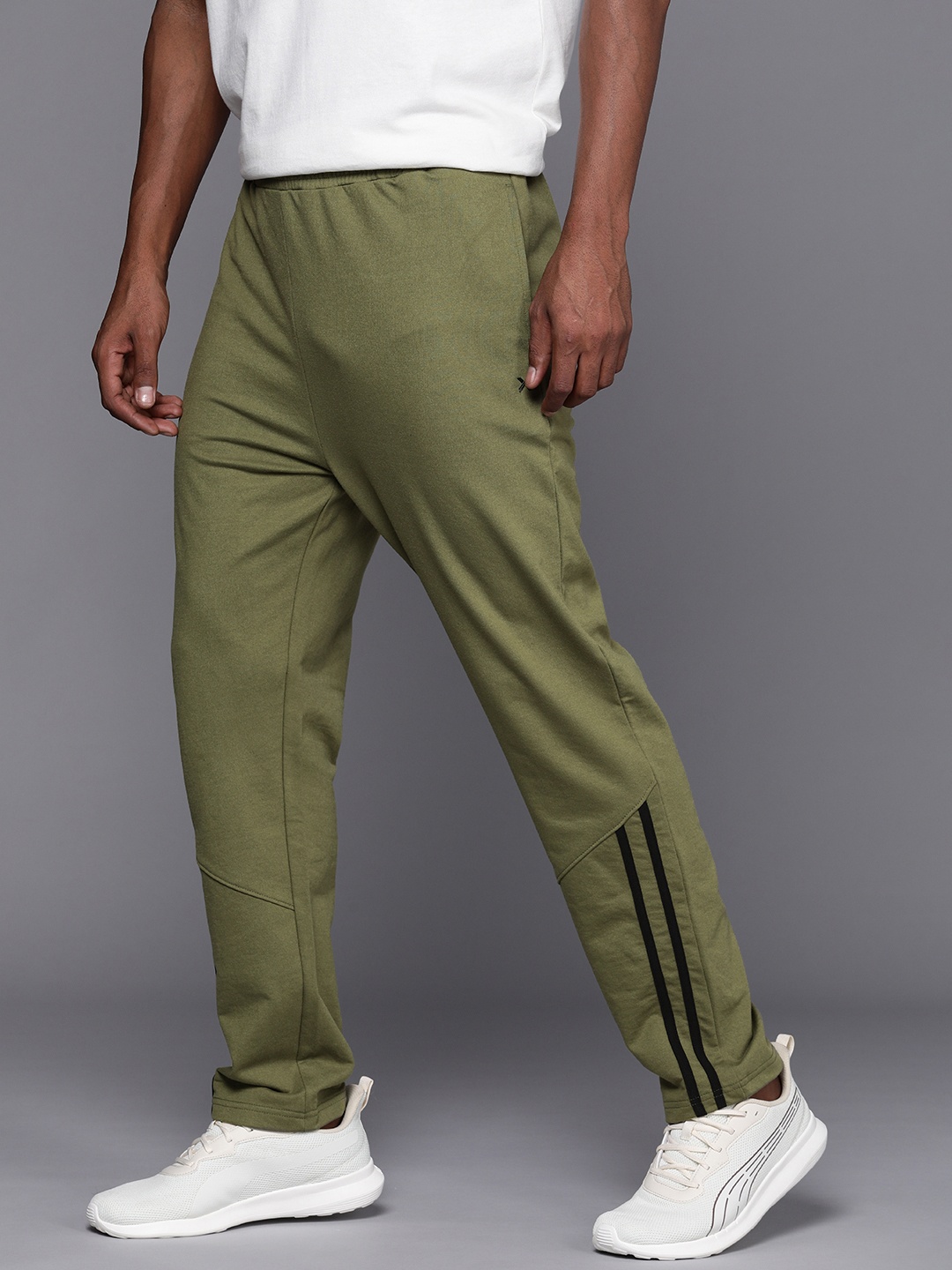 

HRX by Hrithik Roshan Men Striped Sports Track Pants, Olive