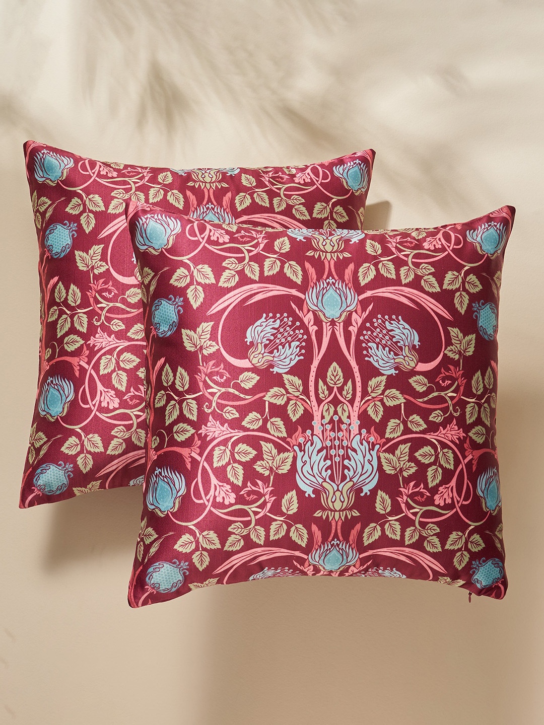 

Home Centre Feslix Artlover 2 Pcs Red & Yellow Ethnic Motifs Square Cushion Covers
