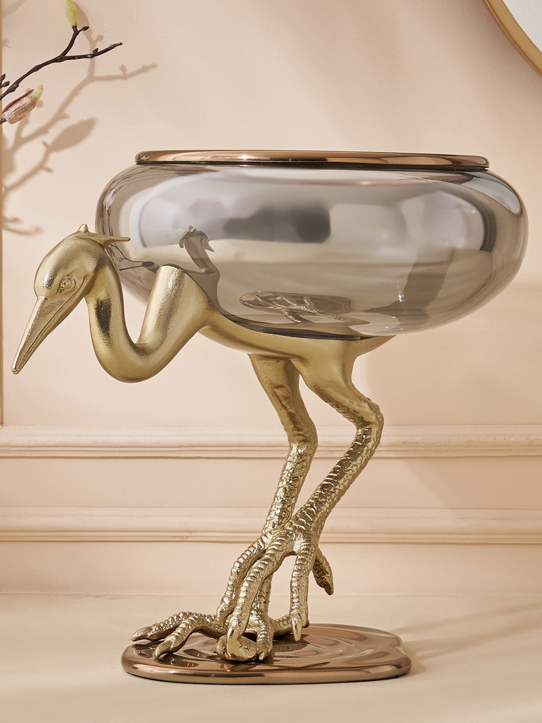 

Home Centre Eternity Vivere Gold Toned Glass Heron Decorative Bowl