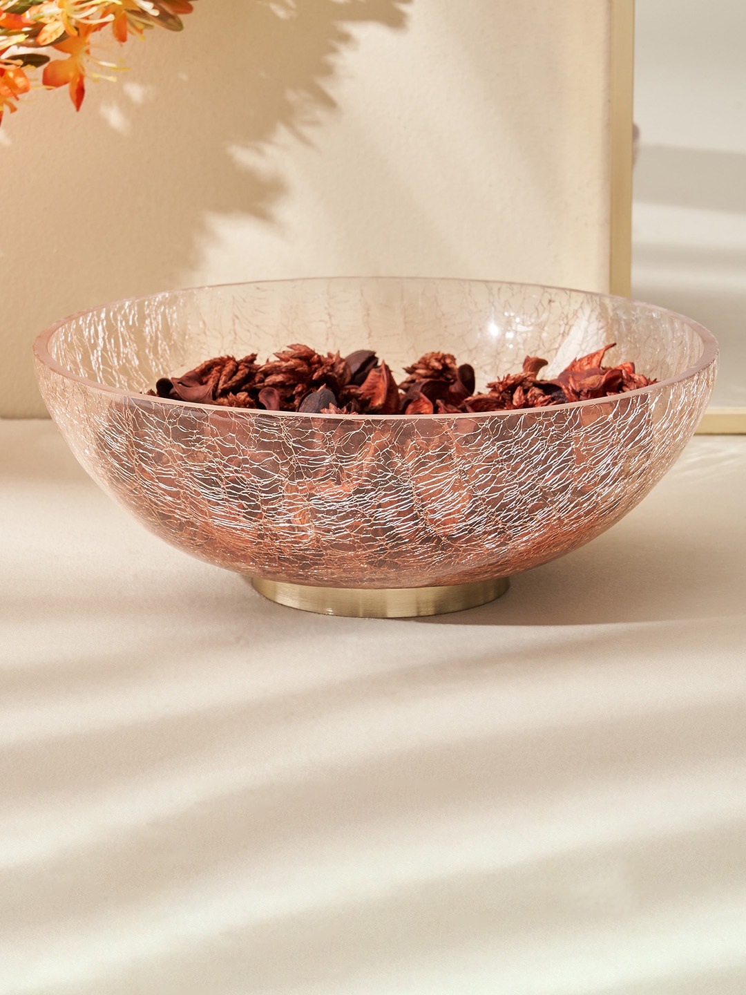 

Home Centre Brian Macia Pink Textured Glass Crackle Decorative Bowl