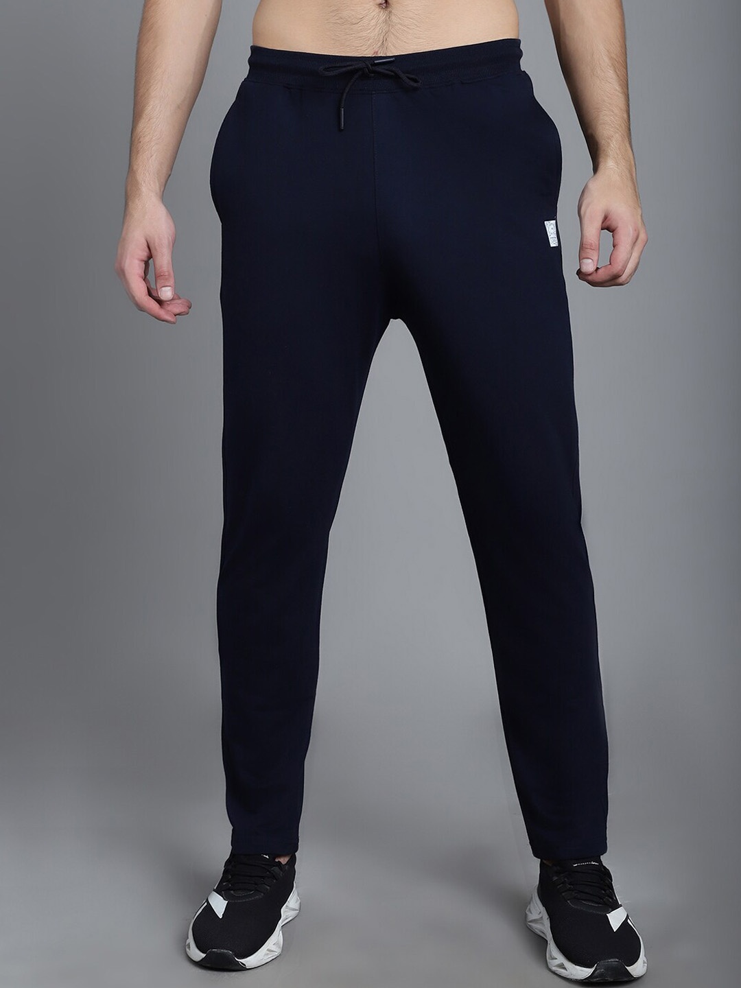 

VENITIAN Men Mid-Rise Cotton Sports Track Pants, Navy blue