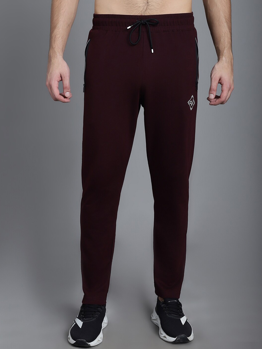 

VENITIAN Men Mid-Rise Cotton Sports Track Pants, Maroon