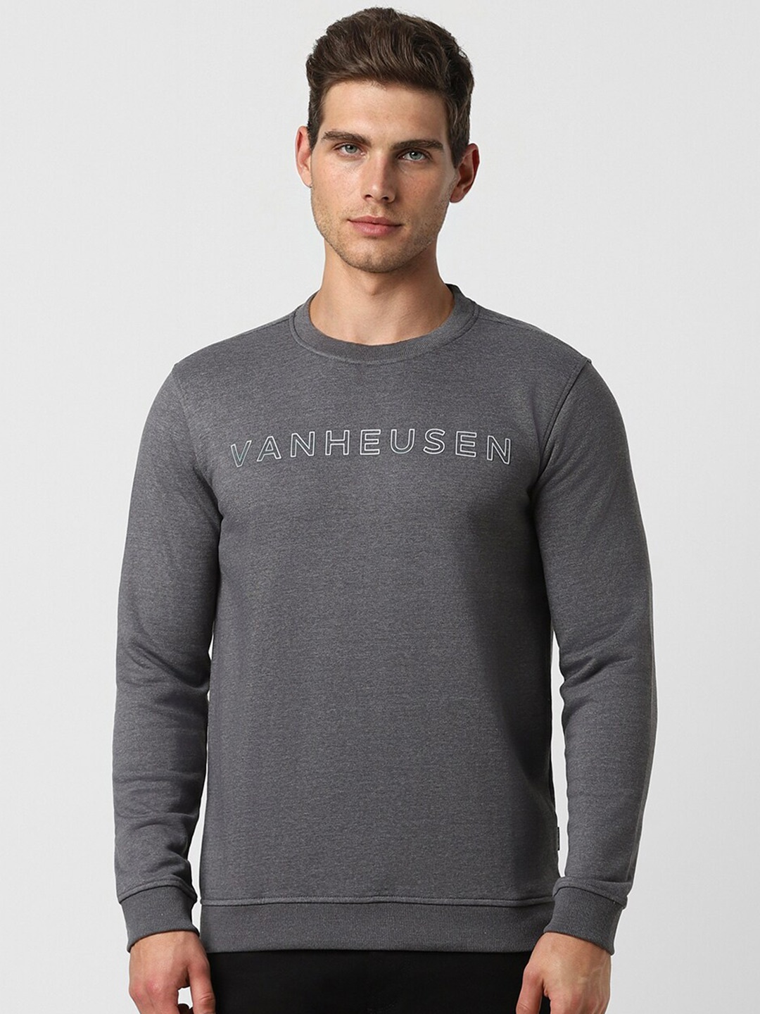 

Van Heusen Sport Brand Logo Printed Cotton Sweatshirt, Grey