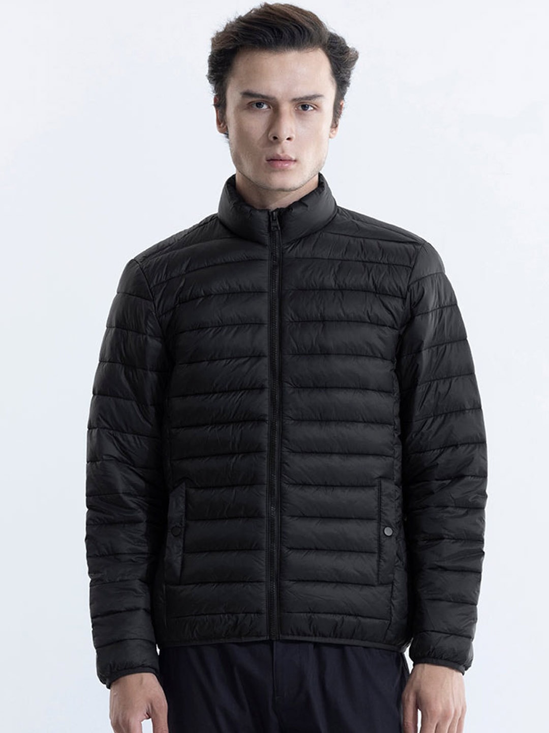 

Snitch Black Mock Collar Puffer Jacket