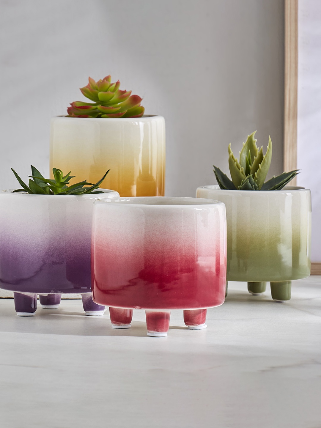

Home Centre Cairo Green & White Ceramic Ombre Planter