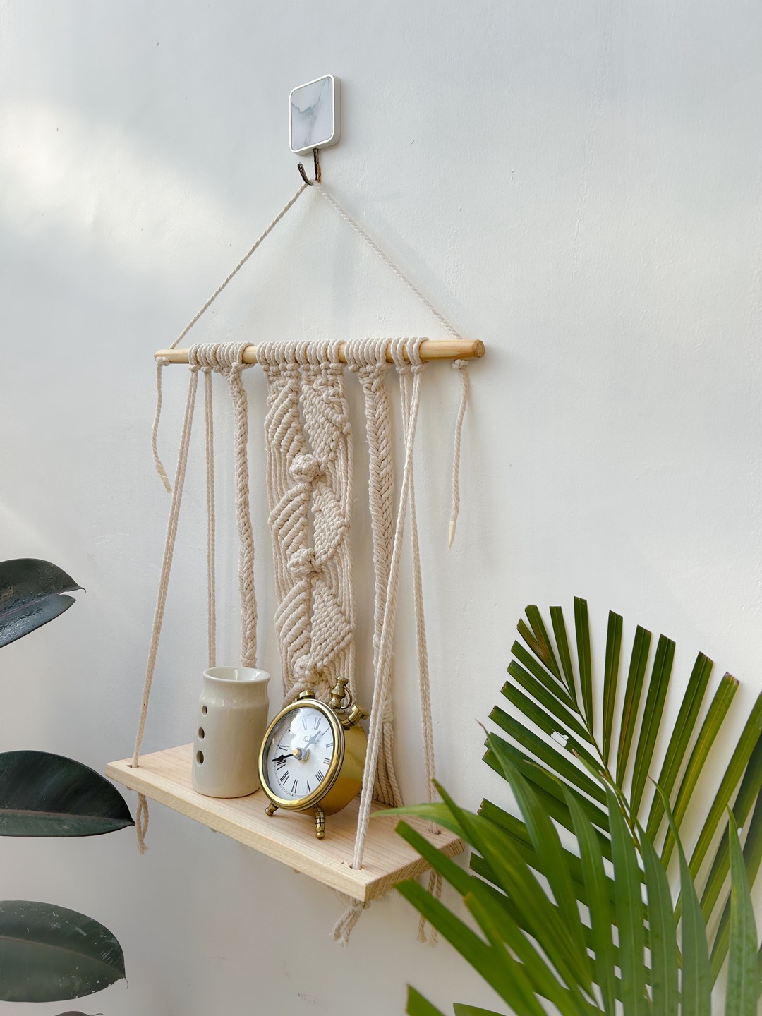 

CG HOMES Off White Wooden Wall Decor With Shelf
