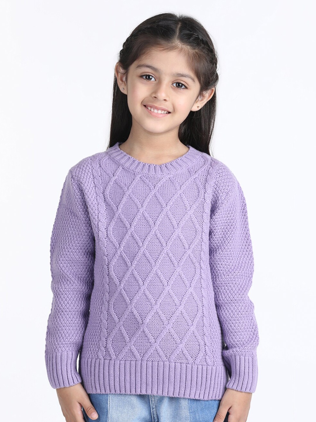 

Wingsfield Girls Cable Knit Pullover, Purple