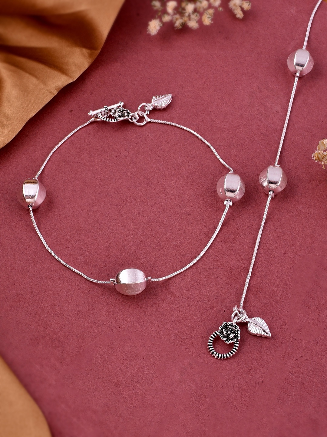 

Silvermerc Designs Silver Plated Floral Charm Anklet