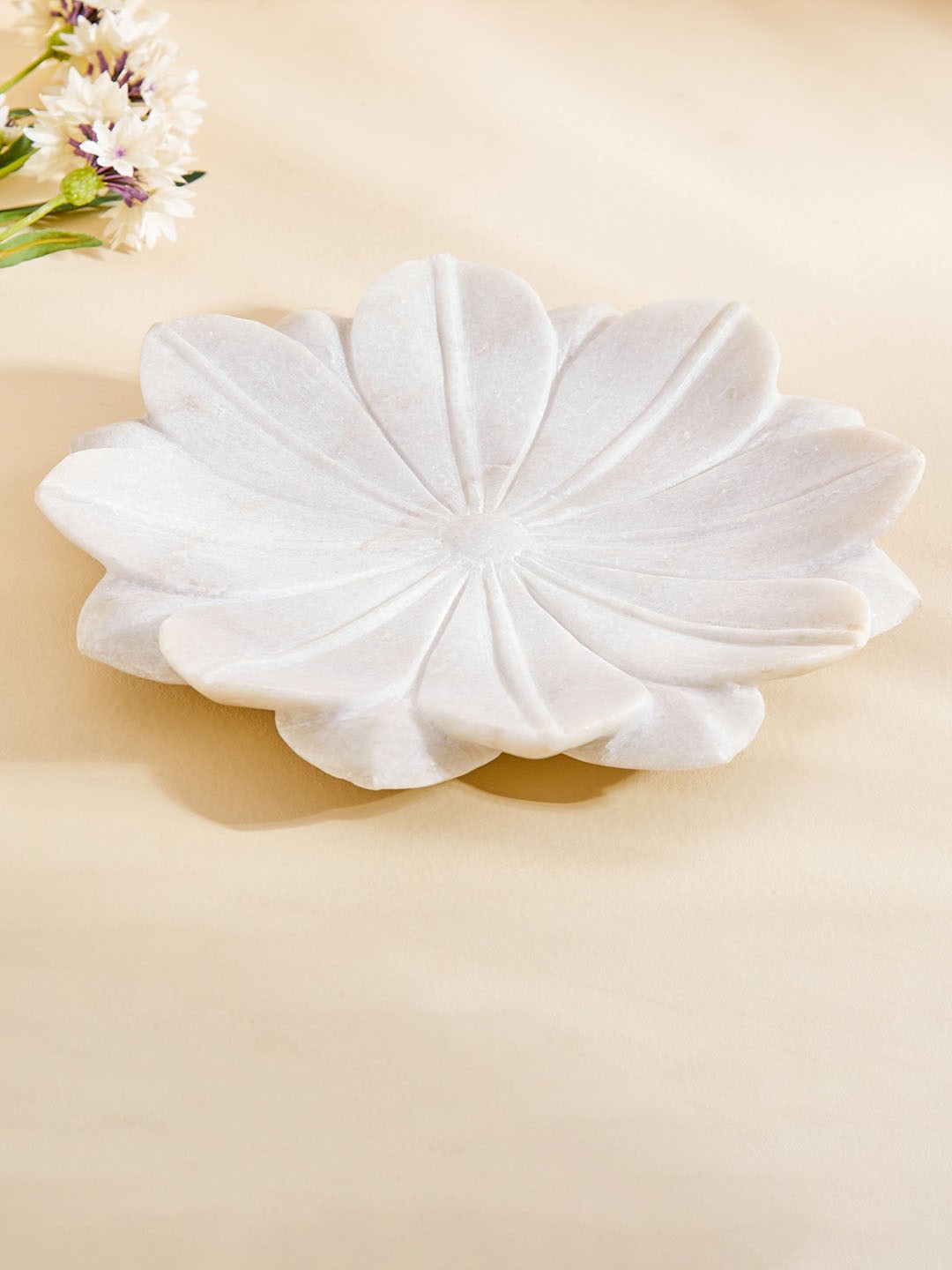 

Home Centre White Textured Marble Decorative Platter