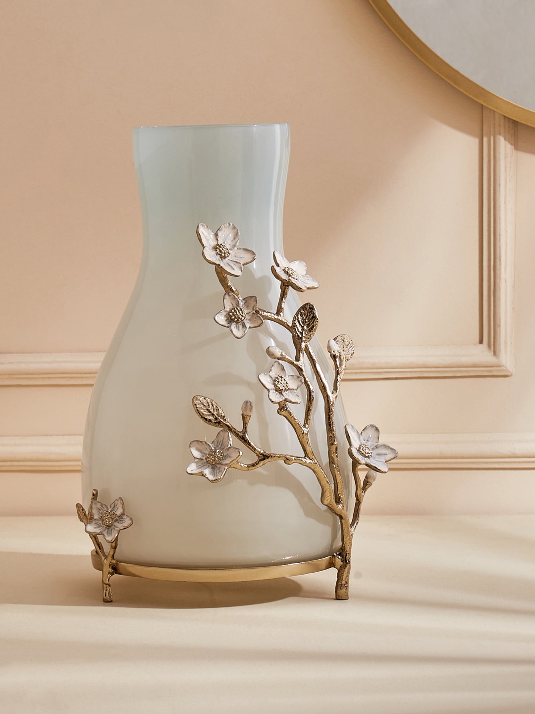 

Home Centre Eternity Vivere Blue & Golden Glass Floral Vase