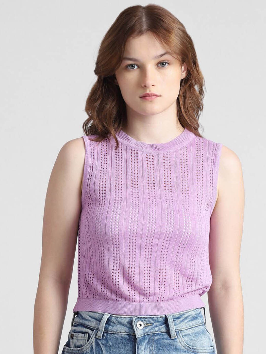 

ONLY Self Design Sleeveless Top, Lavender