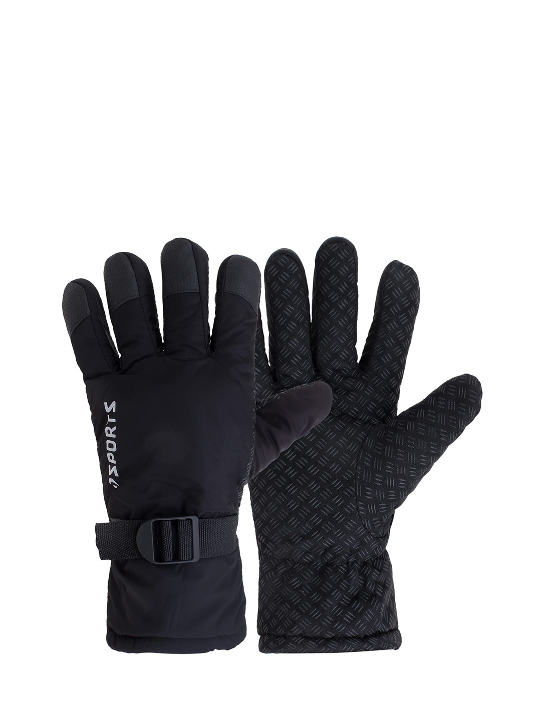 

Zacharias Men Patterned Winter Hand Gloves, Black