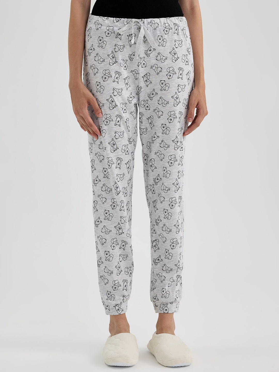 

DeFacto Women Printed Joggers, Grey